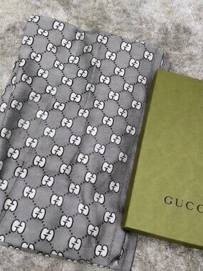 GUCCI GG Monogram Jacquard Wool Scarf